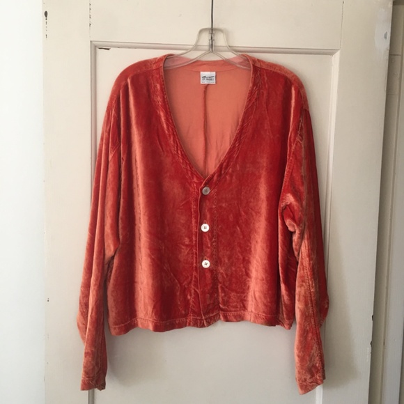 C P SHADES Orange Velvet Top Size M - Picture 7 of 7